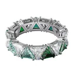 SWAROVSKI Green Rhodium-Plated Triangle Cut Crystals Millenia Cocktail Ring 50-picture-30