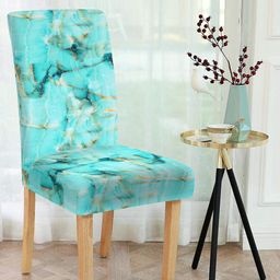 Cortina Set of 6 Turquoise Blue Printed Chair Covers-picture-4
