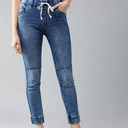 DOLCE CRUDO Women Blue Relaxed Fit Mid-Rise Clean Look Stretchable Jeans-picture-37