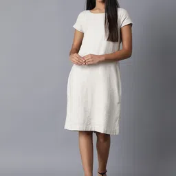 W Women Off White Self-Design A-Line Dress-picture-20