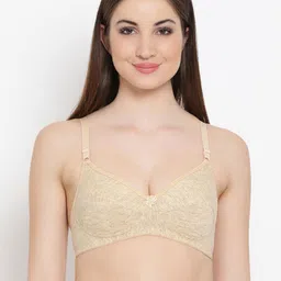 Clovia Cotton Non-Padded Non-Wired Full Cup Bra - Beige image 1