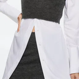 MANGO Women Charcoal Grey Straight Mini Sustainable Woolen Skirt-picture-49