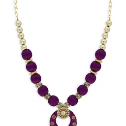 AKSHARA Purple & Gold-Toned Choker Necklace-picture-10