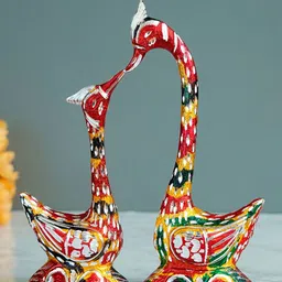 eCraftIndia Set of 2 Multicolor Kissing Swan Couple Handcrafted Figurine Showpieces-image-24
