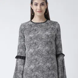 KASSUALLY Black & White Cheetah Print Bell Sleeves Regular Top-picture-16