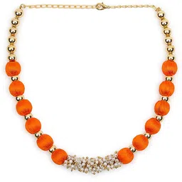 AKSHARA Orange & Gold-Toned Choker Necklace-picture-36