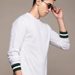 The Roadster Lifestyle Co. Acrylic Cable Knit Detail Pullover-picture-33