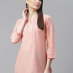 Cottinfab Peach-Coloured Pure Cotton Regular Kurti-picture-13
