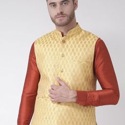 DEYANN Men Yellow Nehru Jacket-picture-30