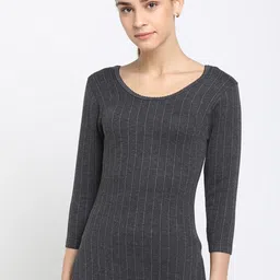 DIXCY SCOTT Slimz Women Charcoal Grey Striped Thermal Top-picture-33