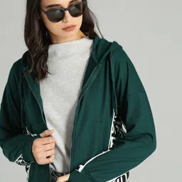 The Roadster Lifestyle Co Women Green Printed Hooded Sweatshirt-picture-23