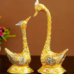 eCraftIndia Golden Kissing Swan Couple Handcrafted Decorative Figurine Showpieces-image-9