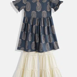 Indo Era Ethnic Motifs Printed Pleated Gotta Patti Kurta with Sharara-picture-16
