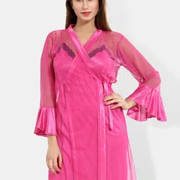 Be You Sleeveless Net Nightdress With Robe-image-33