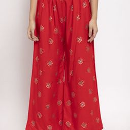 Clora Creation Women Red Printed Wide Leg Palazzos-picture-29