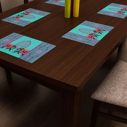 SEJ by Nisha Gupta Set of 6 Green & Pink Printed Table Placemats-picture-44