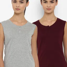 appulse Women Pack Of 2 Solid Henley Neck T-shirt-picture-20