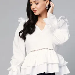 plusS White A-Line Pure Cotton Top-picture-22