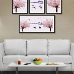 999Store Set of 4 White & Pink Printed MDF Wall Art-picture-33