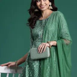 Sangria Bandhani Printed Empire Gotta Patti Kurta with Sharara & With Dupatta image 1