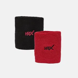 HRX by Hrithik Roshan Unisex Set of 2 Brand Logo Sports Sweat Wristbands image 1