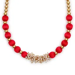 AKSHARA Red & Gold-Toned Handcrafted Choker Necklace-picture-40