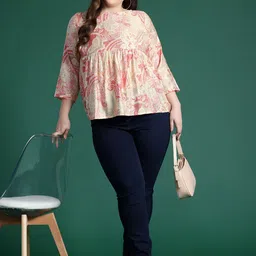 DressBerry Curve Ethnic Print A-Line Top-image-10