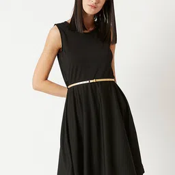 Miss Chase Women Black Solid Fit and Flare Dress-image-74
