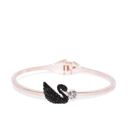 Jewels Galaxy Black Rose Gold-Plated Swan-Shaped Stone-Studded Handcrafted Cuff Bracelet-picture-33