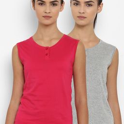 appulse Women Pack Of 2 Solid Henley Neck T-shirt-picture-15