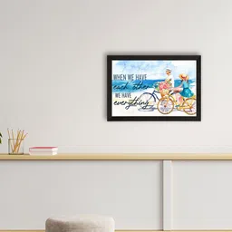 eCraftIndia White & Blue Love Quote Satin Matte Texture UV Wall Painting-image-90