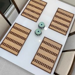 HOKIPO Set Of 4 Brown & Beige Reversible Bamboo Table Placemats-picture-14