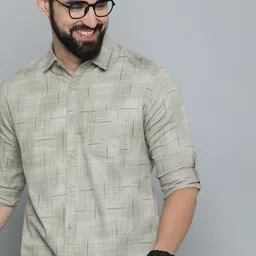 HERE&NOW Slim Fit Geometric Printed Pure Cotton Casual Shirt-picture-27