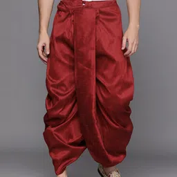 Manyavar Mens Maroon Art Silk Traditional Wear Dhoti-picture-10