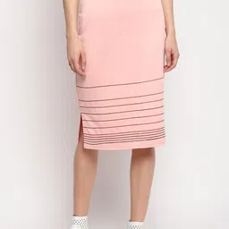 OTORVA Women Pink Embroidered Striped Knee-Length Pencil Skirt-picture-33