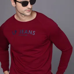 Louis Philippe Jeans Men Maroon Logo Printed Sweatshirt-picture-38