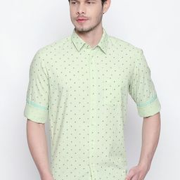 Basics Men Green Slim Fit Printed Casual Shirt-picture-18