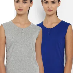 appulse Women Pack Of 2 Solid Henley Neck T-shirt-picture-8