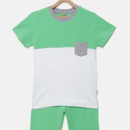 mackly Boys White & Green Colourblocked Night suit-picture-45