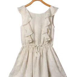Miyo Girls Off-White Solid Fit and Flare Dress-image-54
