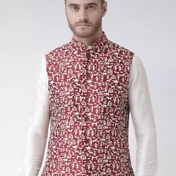 DEYANN Red Printed Nehru Jacket-picture-32