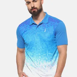 Campus Sutra Men Blue Colourblocked Polo Collar T-shirt-image-70