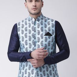 Deyann Blue Printed Nehru Jacket-picture-33