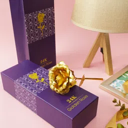 TAYHAA Gold Toned Textured Rose Flower Gift-image-42