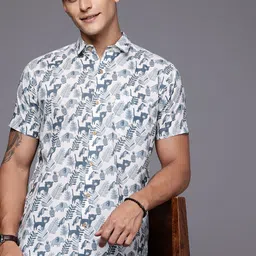 Patrah Pure Cotton Relaxed Fit Safari Printed Casual Shirt-picture-22