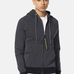 Campus Sutra Men Navy Blue Self Design Sweatshirt-picture-31