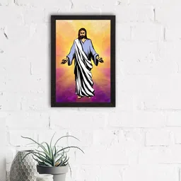 eCraftIndia Yellow & White Jesus Christ Satin Matt Texture UV Art Painting-picture-25