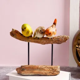 TAYHAA Brown & Yellow Birds On A Branch Showpiece-picture-11