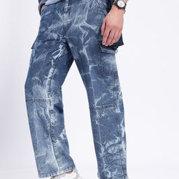 glitchez Men Cargo Crew Acid Wash Baggy Jeans-picture-15