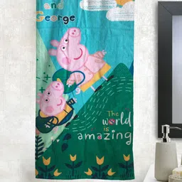 Athom Trendz Blue & Pink Peppa Pig Printed 350 GSM Cotton Bath Towel-picture-10